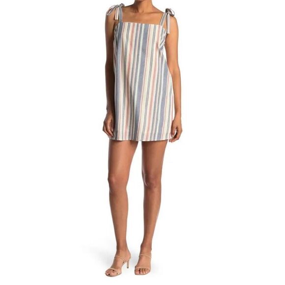 Spirit of Grace Striped Mini Dress Medium Linen - Picture 1 of 6